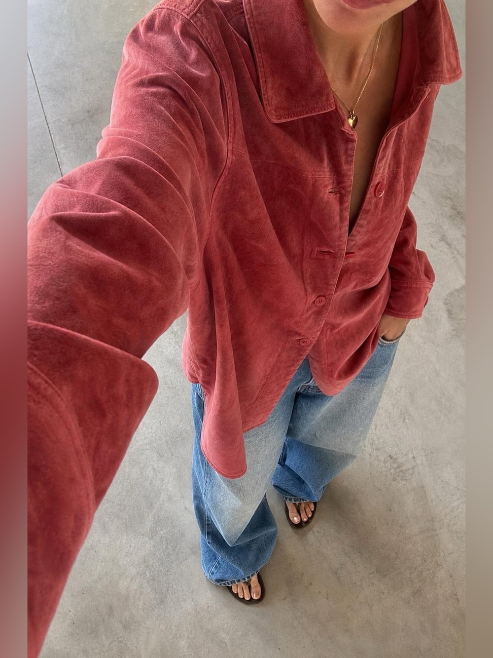 Monterey Bay Suede Shirt Jacket Shacket Genuine Leather Coat Size L Burgundy